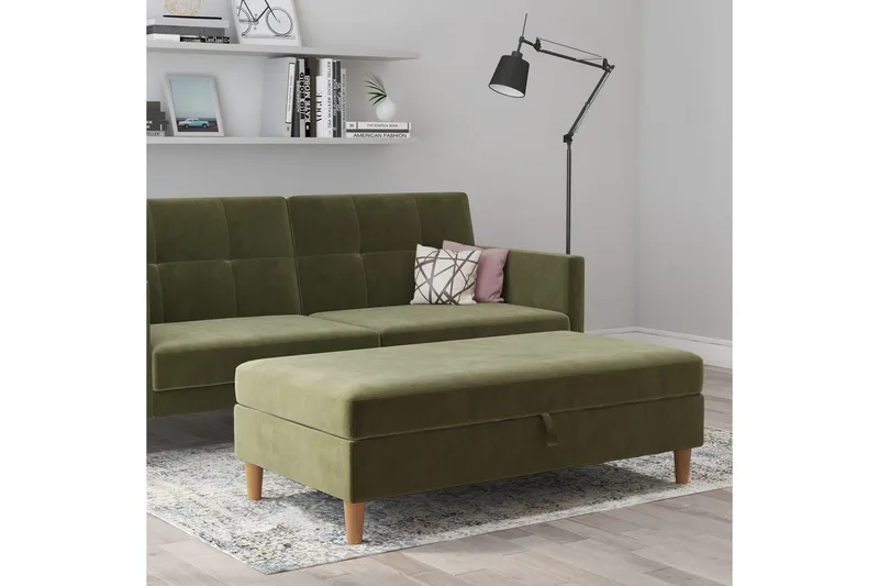 Fotpall/pall Lilly Olivgrön, Sammet/Trä/Plast - Olivgrön, Sammet/Trä/Plast - Möbler - Vardagsrum - Stolar & sittmöbler - Pallar - Fotpall