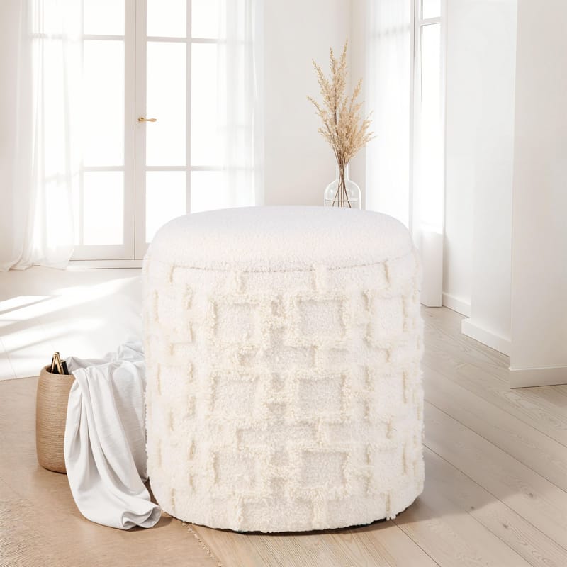 Ivoino Pall 40 cm - gräddvit med gråbruna inslag - Möbler - Vardagsrum - Stolar & sittmöbler - Pallar - Fotpall