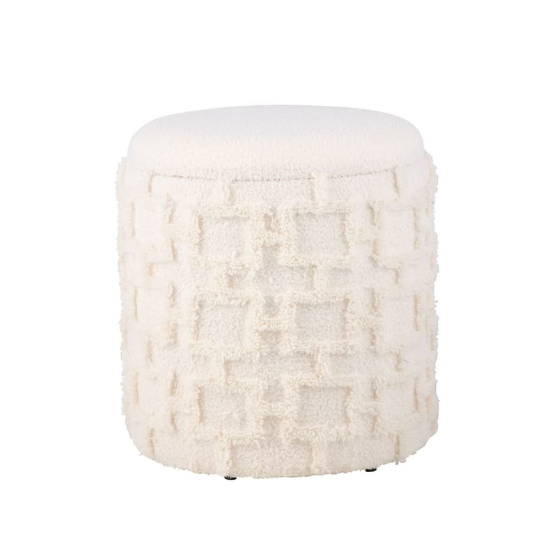 Ivoino Pall 40 cm - gräddvit med gråbruna inslag - Möbler - Vardagsrum - Stolar & sittmöbler - Pallar - Fotpall