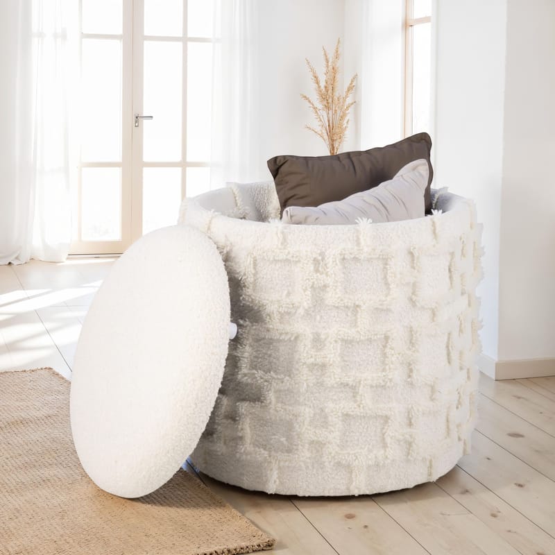 Ivoino Pall 40 cm - gräddvit med gråbruna inslag - Möbler - Vardagsrum - Stolar & sittmöbler - Pallar - Fotpall