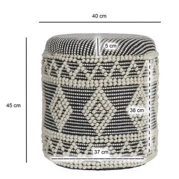 Ivoino Pall 40 cm - Svart/Vit - Möbler - Vardagsrum - Stolar & sittmöbler - Pallar - Fotpall