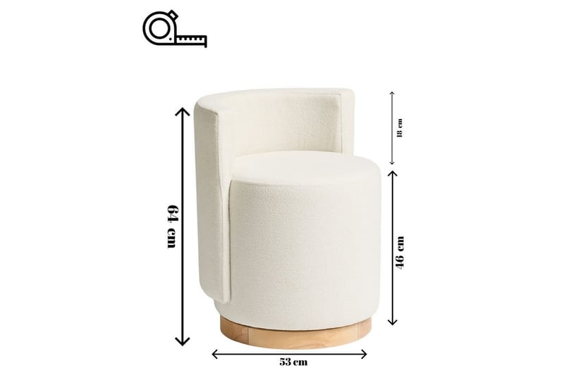Kelran Fotpall 45 cm - Cream - Möbler - Vardagsrum - Stolar & sittmöbler - Pallar - Fotpall