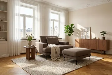 Menard Premium Fotpall i Tyg - Brun - Möbler - Vardagsrum - Stolar & sittmöbler - Pallar - Fotpall