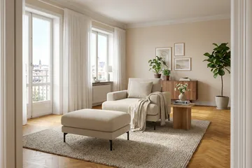 Menard Premium Fotpall i Tyg - Beige - Möbler - Vardagsrum - Stolar & sittmöbler - Pallar - Fotpall