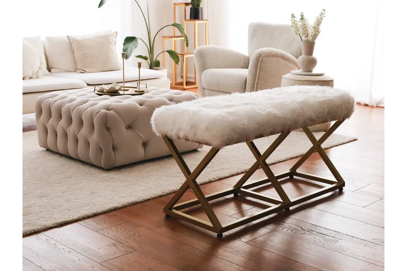 Murmu Sittpall 100 cm - Guld/Vit - Möbler - Vardagsrum - Stolar & sittmöbler - Pallar - Fotpall