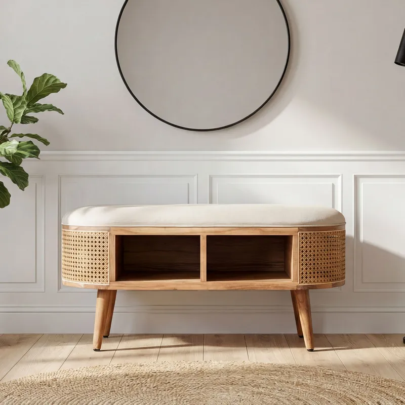 Nelor Sittbänk 90 cm med sits i wienerflätning - Möbler - Vardagsrum - Stolar & sittmöbler - Pallar - Fotpall
