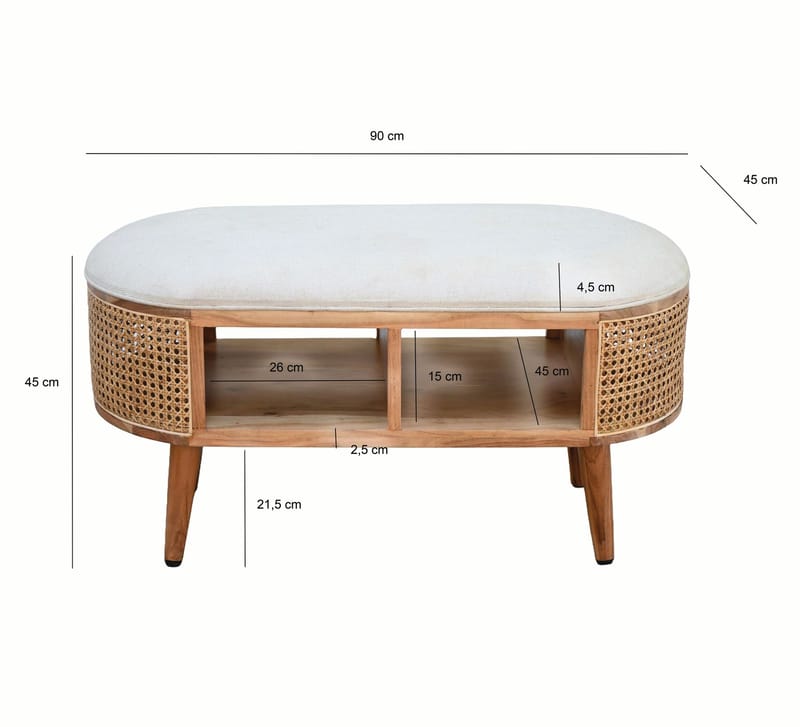 Nelor Sittbänk 90 cm med sits i wienerflätning - Möbler - Vardagsrum - Stolar & sittmöbler - Pallar - Fotpall