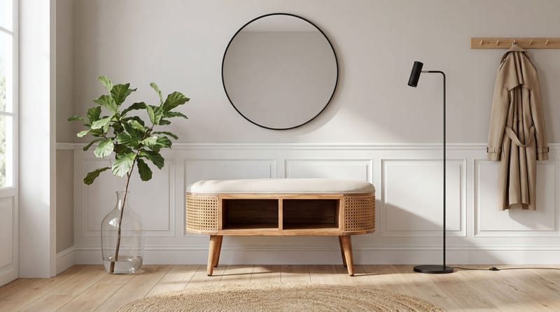 Nelor Sittbänk 90 cm med sits i wienerflätning - Möbler - Vardagsrum - Stolar & sittmöbler - Pallar - Fotpall