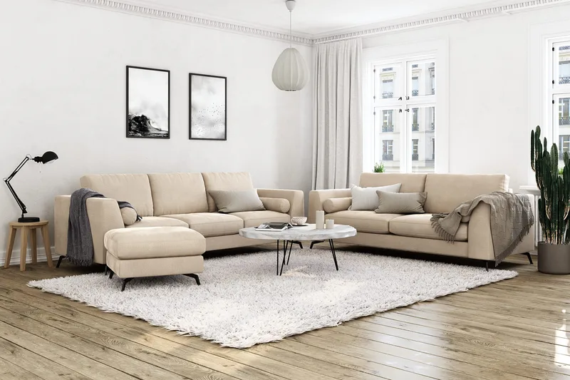 Ocean Lyx Fotpall - Beige/Sammet - Möbler - Vardagsrum - Stolar & sittmöbler - Pallar - Fotpall
