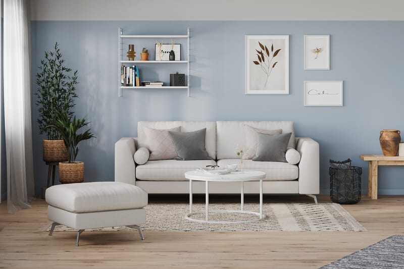 Ocean Lyx Fotpall - Linnebeige , Krom Ben - Möbler - Vardagsrum - Stolar & sittmöbler - Pallar - Fotpall