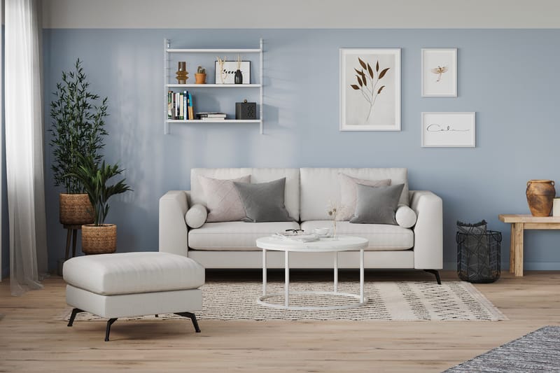Ocean Lyx Fotpall - Linnebeige , Svarta Ben - Möbler - Vardagsrum - Stolar & sittmöbler - Pallar - Fotpall