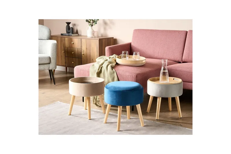 Pall Neely Blå - Blå - Möbler - Vardagsrum - Stolar & sittmöbler - Pallar - Fotpall