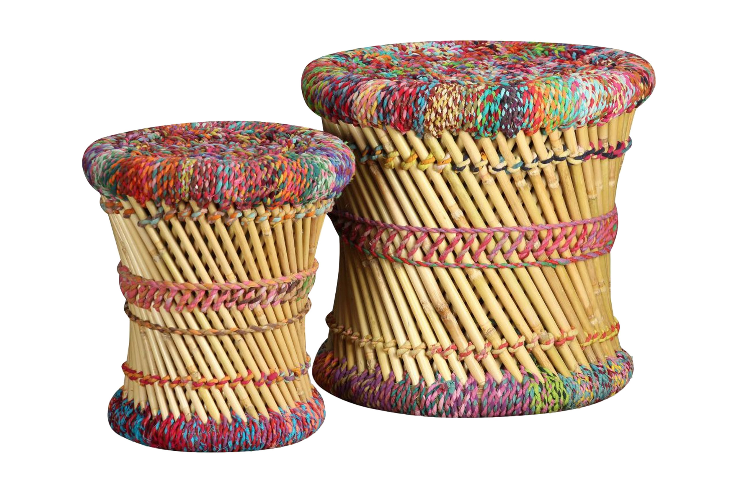 Pallar med chindidetaljer 2 st flerfärgad bambu – Flerfärgad