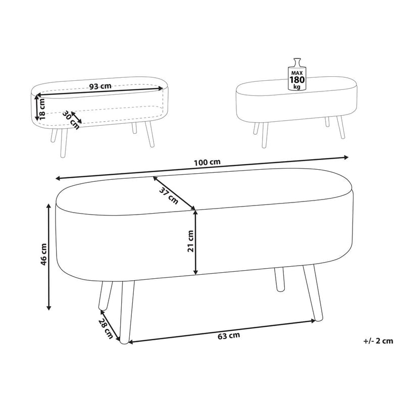 Sängbänk Oklahoma - Vit, ljust trä - Möbler - Tillbehör & accessoarer - Sängtillbehör - Sängben