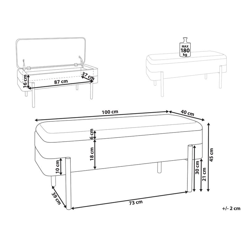 Sängbänk Warren - Vit, Svart - Möbler - Vardagsrum - Stolar & sittmöbler - Pallar - Fotpall