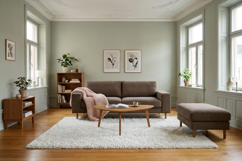 Scandi Fotpall i Manchester - Brun - Möbler - Vardagsrum - Stolar & sittmöbler - Pallar - Fotpall