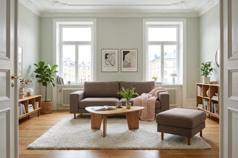 Scandi Fotpall i Tyg - Mörkbrun - Möbler - Vardagsrum - Stolar & sittmöbler - Pallar - Fotpall