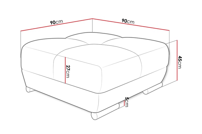 Simerly Fotpall 90 cm - Ljusgrå - Möbler - Vardagsrum - Stolar & sittmöbler - Pallar - Fotpall