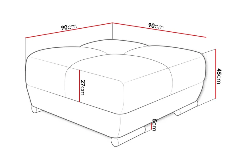 Simerly Fotpall 90 cm - Svart - Möbler - Vardagsrum - Stolar & sittmöbler - Pallar - Fotpall