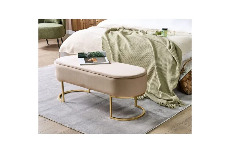 Sittbänk Milry Beige/guld - Beige/guld - Möbler - Vardagsrum - Stolar & sittmöbler - Pallar - Fotpall
