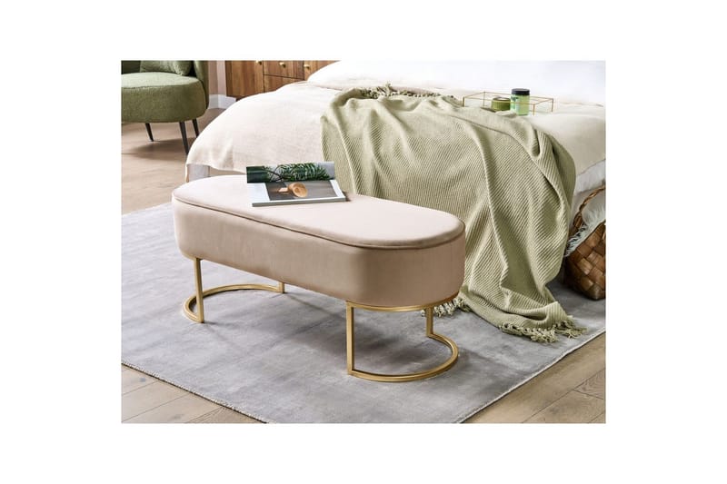 Sittbänk Milry Beige/guld - Beige/guld - Möbler - Vardagsrum - Stolar & sittmöbler - Pallar - Fotpall