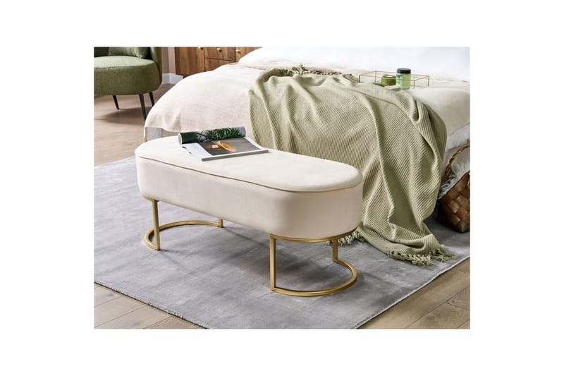 Sittbänk Milry Krämvit/guld - Krämvit/guld - Möbler - Vardagsrum - Stolar & sittmöbler - Pallar - Fotpall