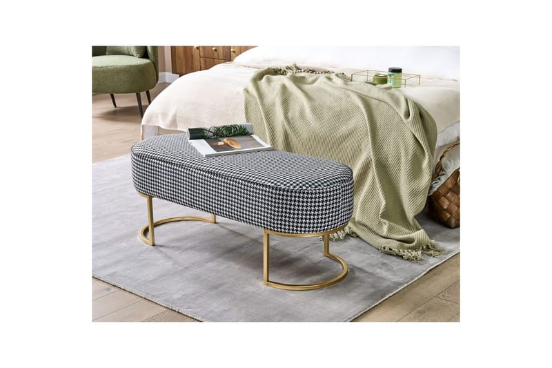 Sittbänk Milry Svart/vit/guld - Svart/vit/guld - Möbler - Vardagsrum - Stolar & sittmöbler - Pallar - Fotpall