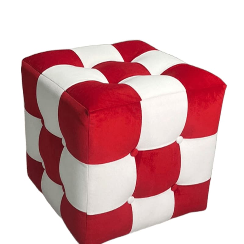 Peticire Sittpuff 42 cm, Röd och vit