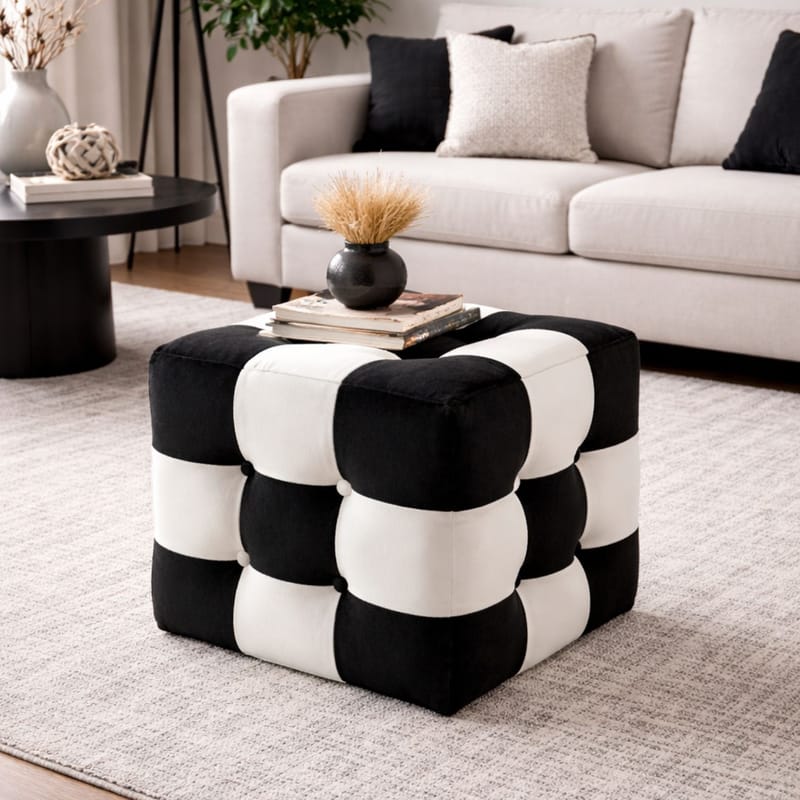Peticire Sittpuff 42 cm - Svart/Vit - Möbler - Vardagsrum - Stolar & sittmöbler - Sittpuff