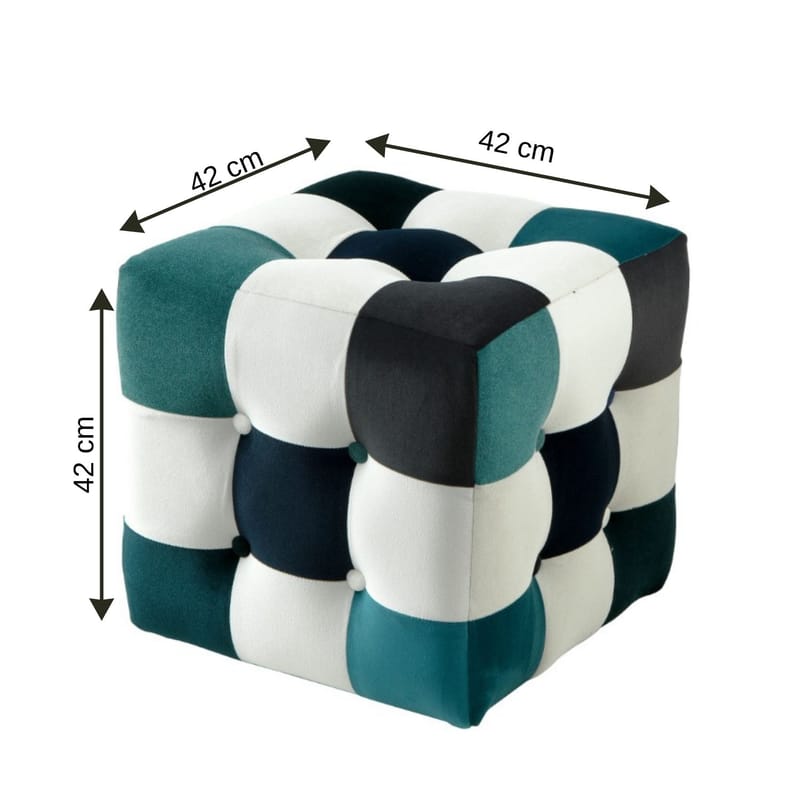 Peticire Sittpuff 42 cm - Vit, mörkblå, turkos - Möbler - Vardagsrum - Stolar & sittmöbler - Sittpuff