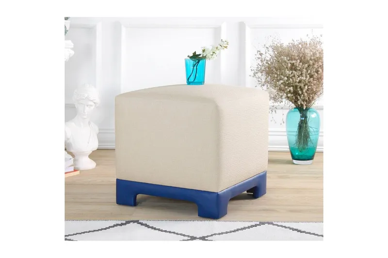 Puff Belarville Grädde / Blå - Grädde / Blå - Möbler - Vardagsrum - Stolar & sittmöbler - Sittpuff