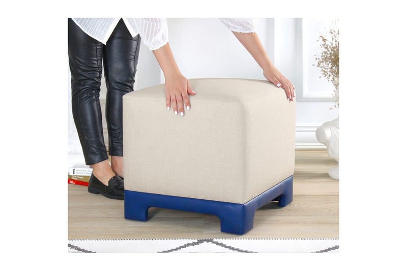 Puff Belarville Grädde / Blå - Grädde / Blå - Möbler - Vardagsrum - Stolar & sittmöbler - Sittpuff