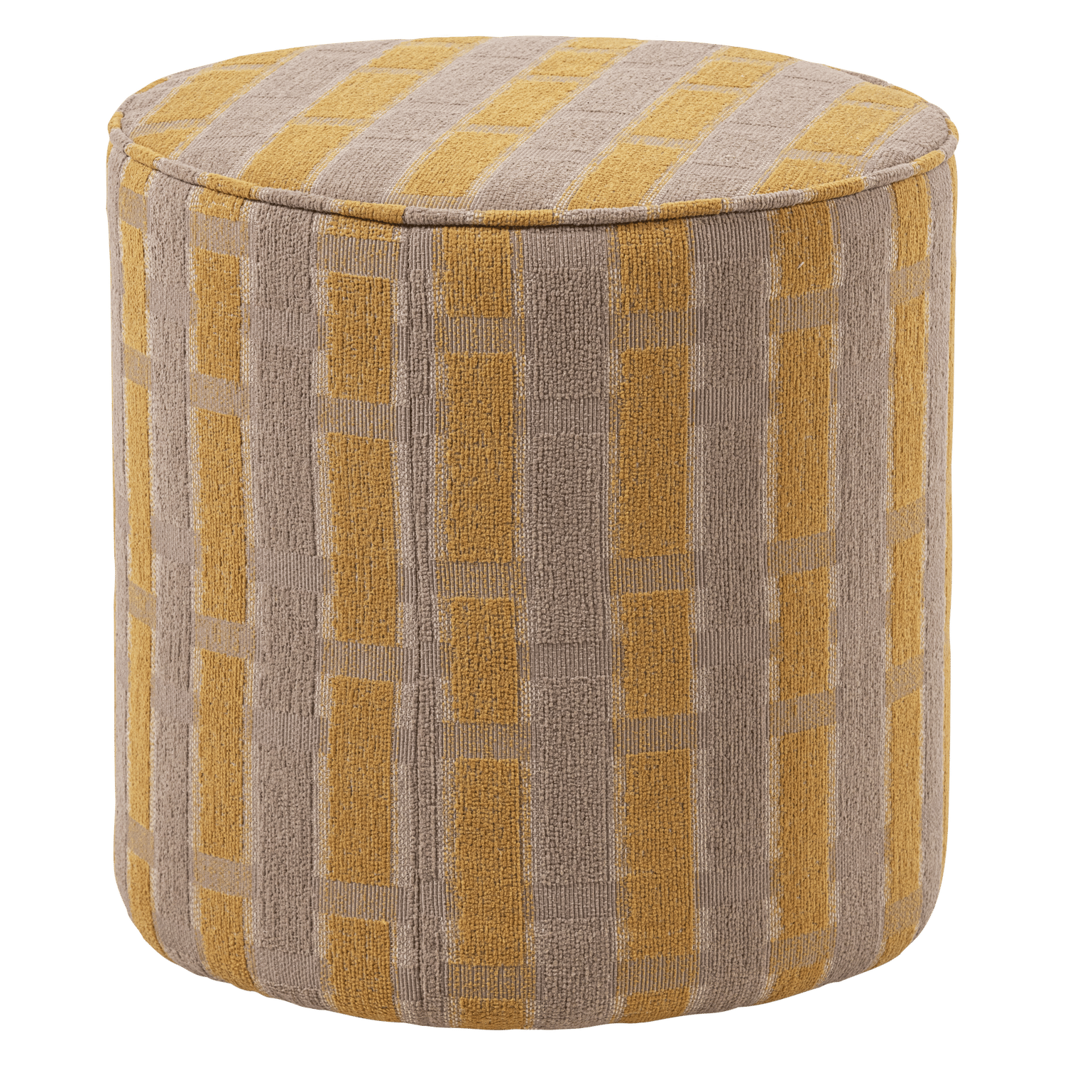 Puff Sarli 46 cm Rund - Taupe/Gul