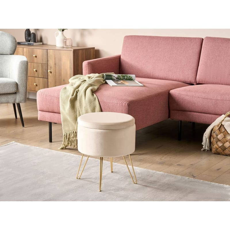 Puff Silas - Beige, guld - Möbler - Vardagsrum - Stolar & sittmöbler - Sittpuff