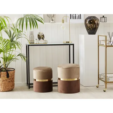 Puff Wichita 2-pack - Brun, Guld - Möbler - Vardagsrum - Stolar & sittmöbler - Sittpuff