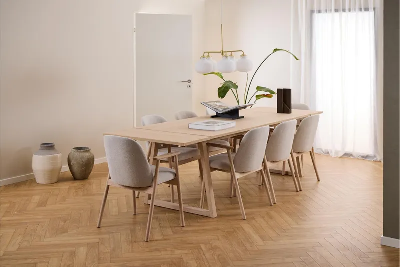 Reciclar Matstol i Bouclé med armstöd i ek trä - Beige - Möbler - Vardagsrum - Stolar & sittmöbler - Karmstolar