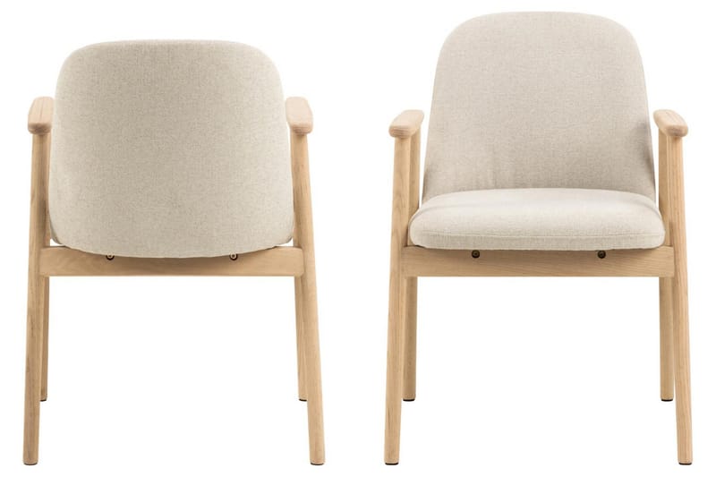 Reciclar Matstol i Bouclé med armstöd i ek trä - Beige - Möbler - Vardagsrum - Stolar & sittmöbler - Karmstolar