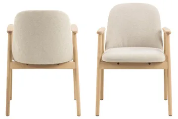Reciclar Matstol i Bouclé med armstöd i ek trä - Beige - Möbler - Vardagsrum - Stolar & sittmöbler - Karmstolar