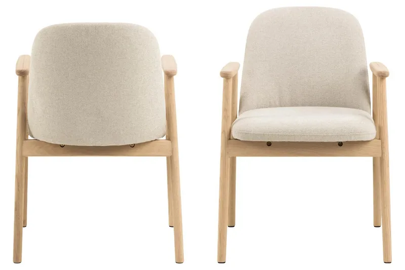 Reciclar Matstol i Bouclé med armstöd i ek trä - Beige - Möbler - Vardagsrum - Stolar & sittmöbler - Karmstolar