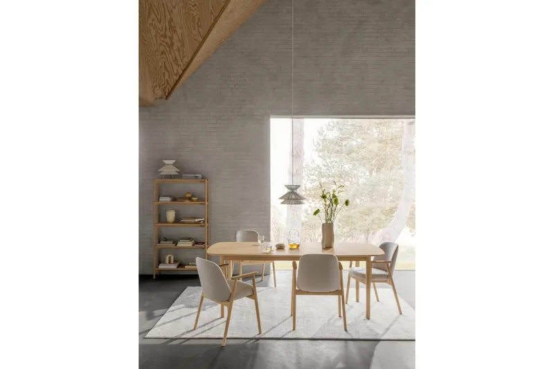 Reciclar Matstol i Bouclé med armstöd i ek trä - Beige - Möbler - Vardagsrum - Stolar & sittmöbler - Karmstolar