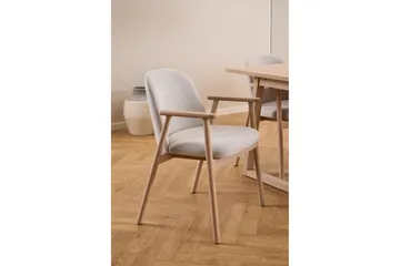 Reciclar Matstol i Bouclé med armstöd i ek trä - Beige - Möbler - Vardagsrum - Stolar & sittmöbler - Karmstolar