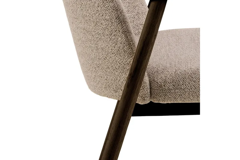 Reciclar Matstol i Bouclé med armstöd i ek trä - Mörkbrun/Greige - Möbler - Vardagsrum - Stolar & sittmöbler - Karmstolar