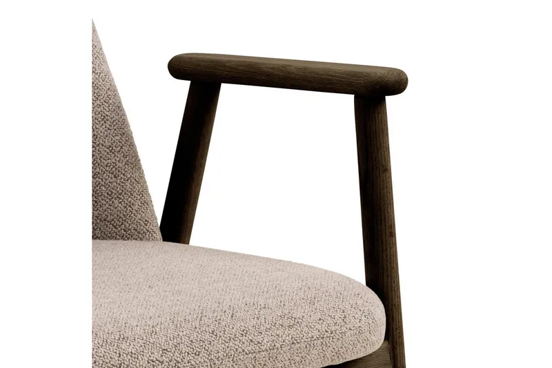 Reciclar Matstol i Bouclé med armstöd i ek trä - Mörkbrun/Greige - Möbler - Vardagsrum - Stolar & sittmöbler - Karmstolar