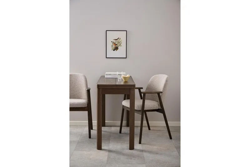 Reciclar Matstol i Bouclé med armstöd i ek trä - Mörkbrun/Greige - Möbler - Vardagsrum - Stolar & sittmöbler - Karmstolar