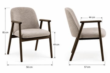 Reciclar Matstol i Bouclé med armstöd i ek trä - Mörkbrun/Greige - Möbler - Vardagsrum - Stolar & sittmöbler - Karmstolar