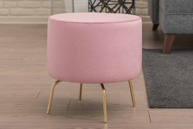 ROOMBURG Sittpuff Rund Rosa/Metall - Sittpuff