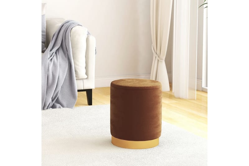 Rund förvaringspall brun sammet - Brun - Möbler - Vardagsrum - Stolar & sittmöbler - Pallar