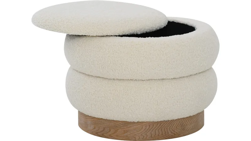 Selvaro Puff med förvaring 50 cm Rund - Beige - Möbler - Vardagsrum - Stolar & sittmöbler - Sittpuff