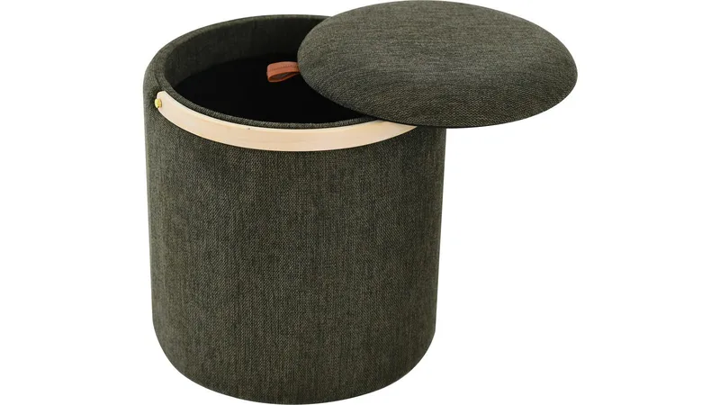 Serano Puff med trähandtag 40 cm Rund - Grön - Möbler - Vardagsrum - Stolar & sittmöbler - Sittpuff