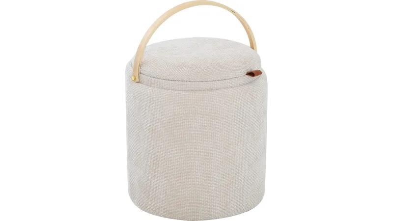 Serano Puff med trähandtag 40 cm Rund - Beige - Möbler - Vardagsrum - Stolar & sittmöbler - Sittpuff